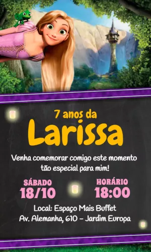 Invito di compleanno Rapunzel – Statico – Idesign Personalizados