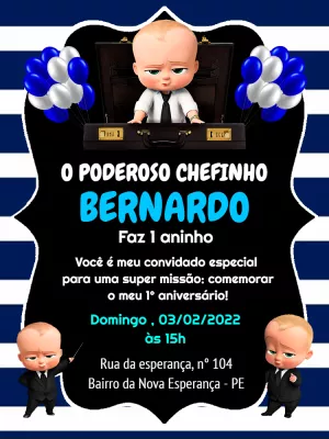 Convite de Aniversário Poderoso Chefinho para Editar Online