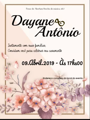 Convite de Casamento Floral Delicado para Editar Online