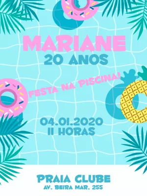 Convite de Aniversário Pool Party para Editar Online