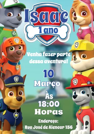 Invito di compleanno Paw Patrol – Statico – Carla Barcellos