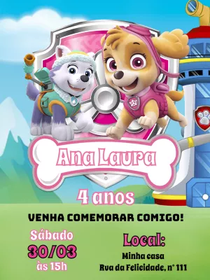 Invito di compleanno Paw Patrol – Statico – Pedro Henrique