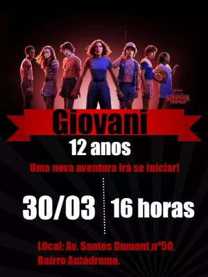 Convite de Aniversário Stranger Things para Editar Online
