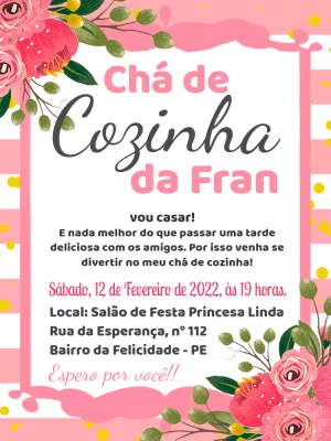 Convite Chá de Cozinha Floral Delicado para Editar Online