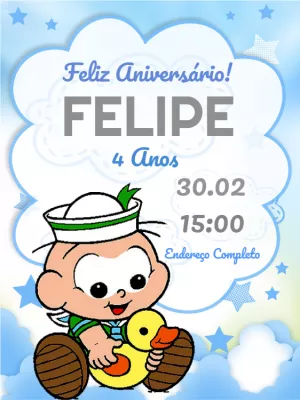 Invitation d'anniversaire Turma da Mônica – Statique – Wolf Designer