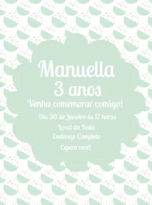 Convite Aniversário Chuva de Amor com Guarda-Chuva para Editar