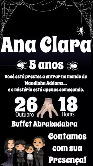 Invito di compleanno Mercoledì – Statico – Abrakadabra Convites
