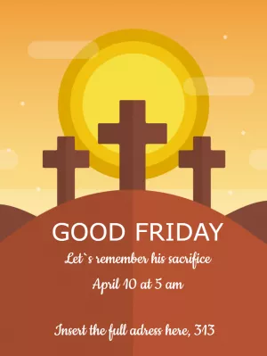 Good Friday Poster with Three Crosses to Edit Online
