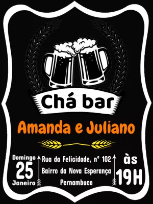 Convite Chá Bar Estilo Lousa com Cerveja para Editar Online