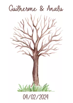 Árvore de Digitais Casamento Aquarela para Editar Online