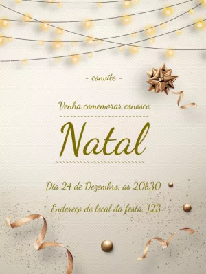 Convite de Natal Elegante com Luzes para Editar Online