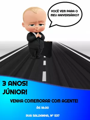 Convite Aniversário Poderoso Chefinho para Editar Online