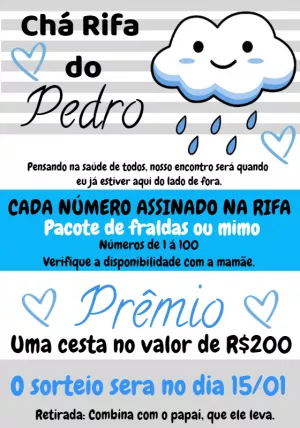 Chá Rifa Chuva de Amor Azul para Editar e Enviar Online