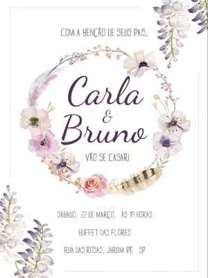 Convite de Casamento Boho Floral para Editar Online