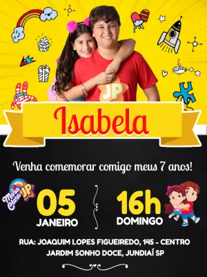 Convite Aniversário Maria Clara e JP para Editar Online