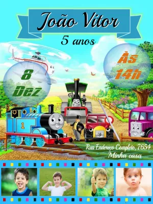Convite de Aniversário Thomas e Seus Amigos para Editar Online