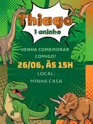 Invitación de cumpleaños Dinosaurio – Estático – Alegria no ar