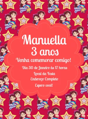 Convite de Aniversário Maria Clara e JP para Editar Online