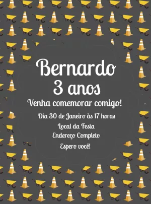Convite de Aniversário Construção para Editar Online