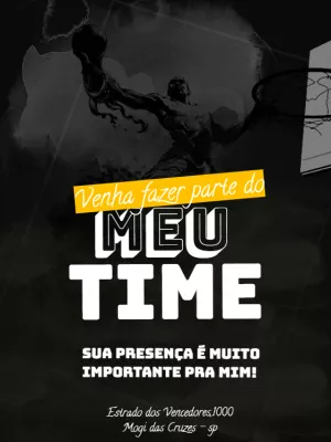 Convite de Aniversário Basquete Editável para Enviar Online