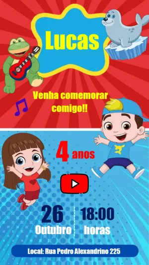 Convite Aniversário Luccas Neto para Editar Online