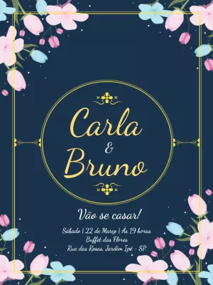 Convite de Casamento Floral com Tulipas para Editar Online