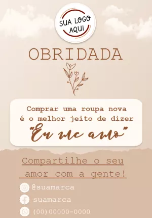 Cartão de Agradecimento para Loja de Roupas para Editar