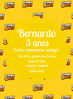 Convite de Aniversário Stumble Guys para Editar Online