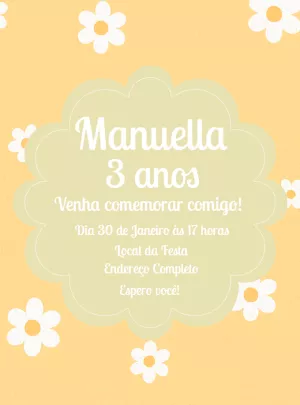 Convite de Aniversário Margaridas Delicado para Editar Online