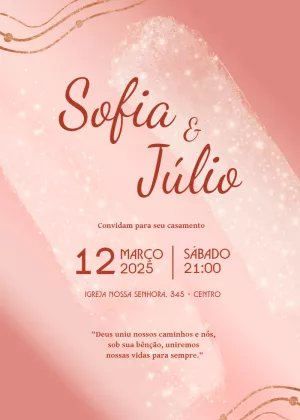 Convite de Casamento Rose Gold Elegante para Editar Online