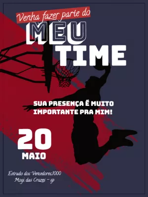 Convite de Aniversário Basquete para Editar Online