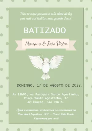 Convite de Batizado com Pomba da Paz para Editar Online