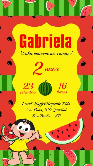 Invitation d'anniversaire Turma da Mônica – Statique – Felicity Artes