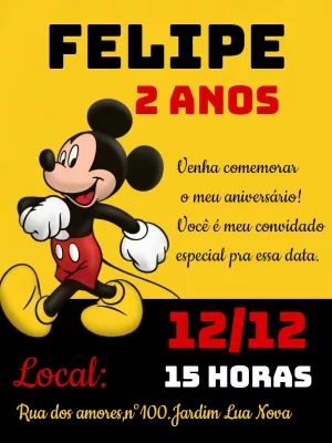 Mickey Mouse Birthday Invitation – Static – Gley Leobas