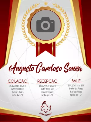 Convite de Formatura Jornalismo com Foto para Editar Online