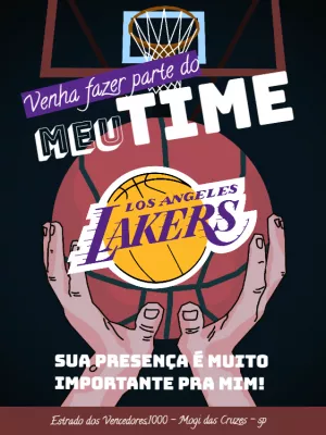 Convite de Aniversário Basquete Lakers para Editar Online
