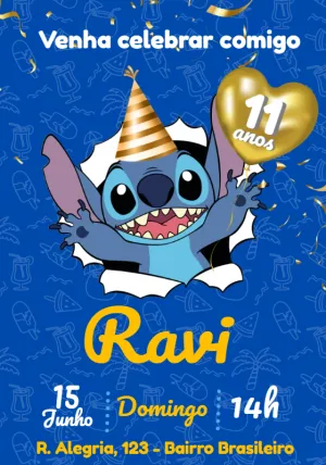 Invitación de cumpleaños Stitch – Estático – Julia B