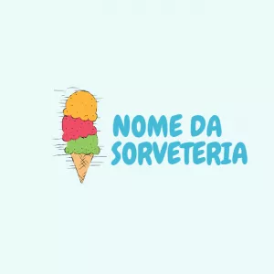 Logo para Sorveteria com Casquinha Colorida para Editar Online