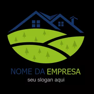 Logo Imobiliária com Casas e Colinas para Editar Online