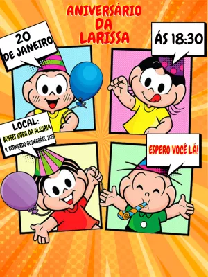 Invitation d'anniversaire Turma da Mônica – Statique – Andressa Bernardo de Oliveira
