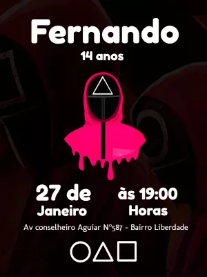 Convite de Aniversário Round 6 com Símbolos para Editar Online