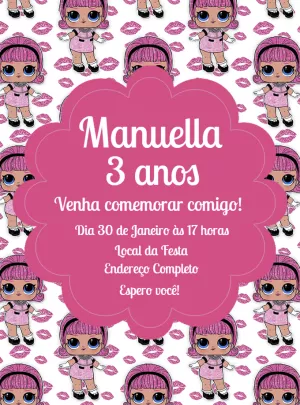 Convite de Aniversário LOL Surprise Rosa para Editar Online
