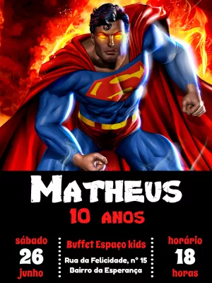 Convite de Aniversário Superman para Editar Online