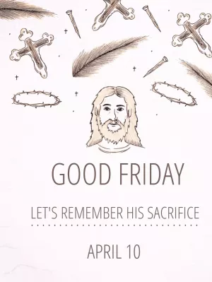 Good Friday Post with Religious Illustrations to Edit Online