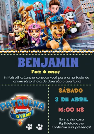 Invito di compleanno Paw Patrol – Statico – Cindy