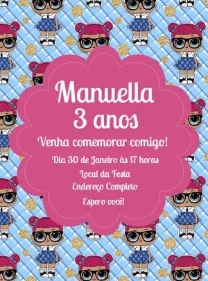 Convite de Aniversário LOL Surprise para Editar Online