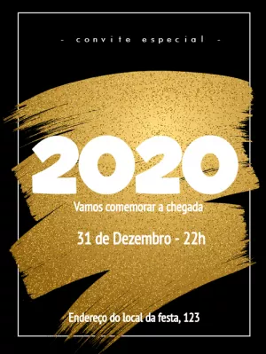 Convite de Ano Novo Dourado Elegante para Editar Online