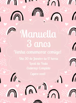 Convite de Aniversário Arco-Íris Boho para Editar Online