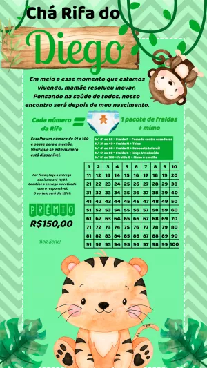 Chá Rifa Safari com Animais da Selva para Editar Online
