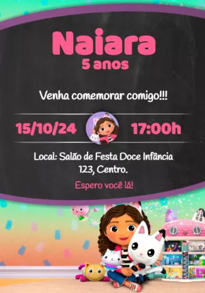 Invitación de cumpleaños La casa de muñecas de Gabby – Estático – Idesign Personalizados